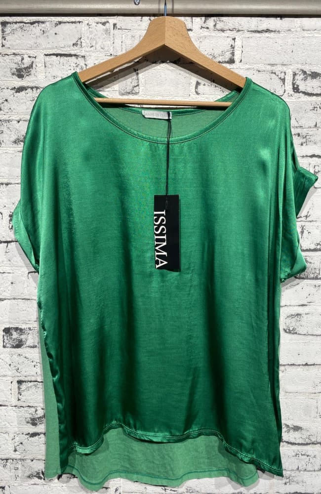 Kiiltäväpintainen T-paita - Vihreä - Pusero