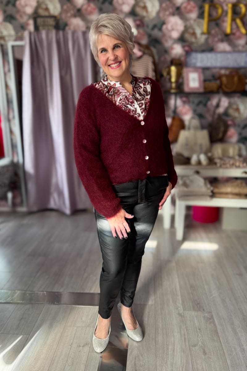 Kid mohair neuletakki josephine | burgundy | jakku | pikku riikka