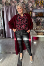 Pitkä kid mohair neuletakki diana | burgundy | jakku | pikku riikka