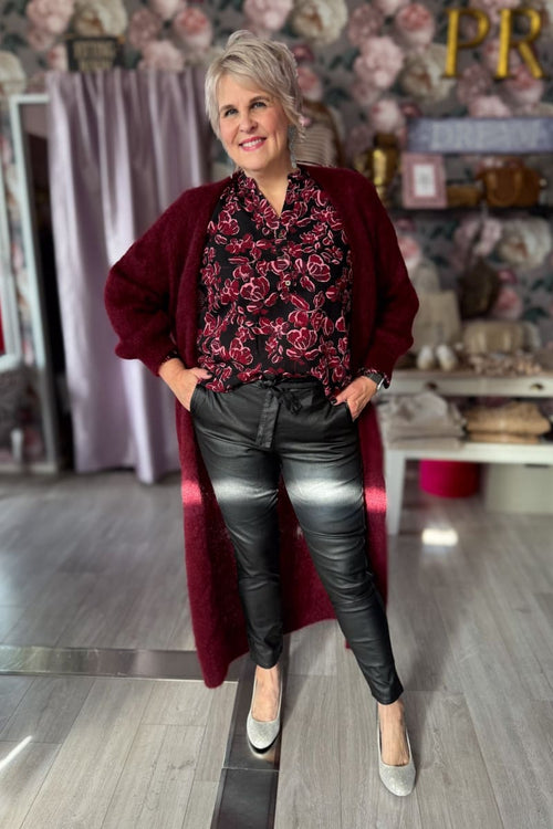 Pitkä kid mohair neuletakki diana | burgundy | jakku | pikku riikka