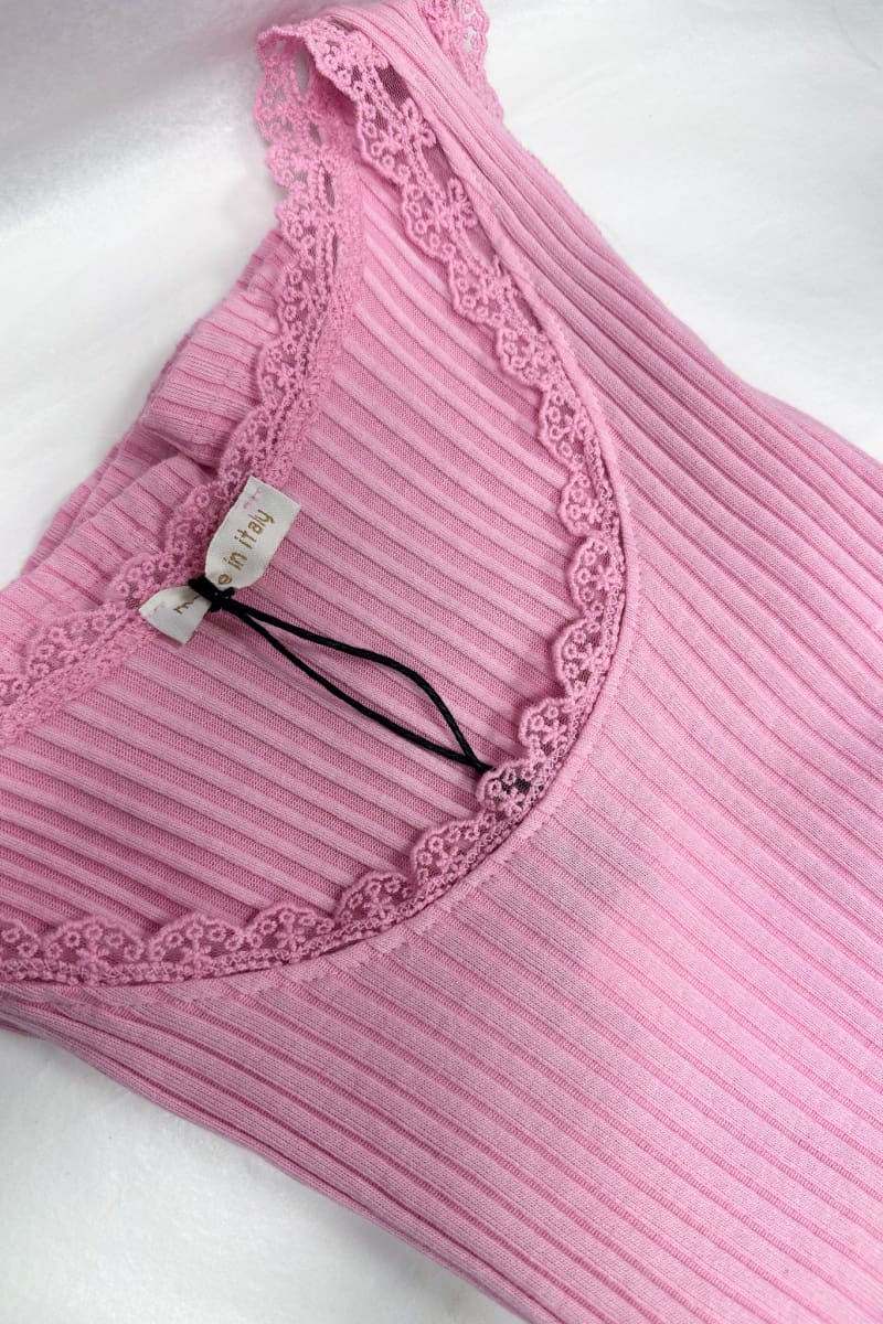 Pitsireunainen Toppi | Candy Pink | Pusero | Pikku Riikka