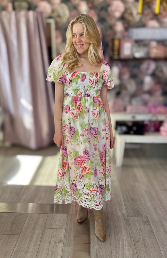Puhvihihainen Mekko Roses - Vihreä - Mekko - Pikku-riikka