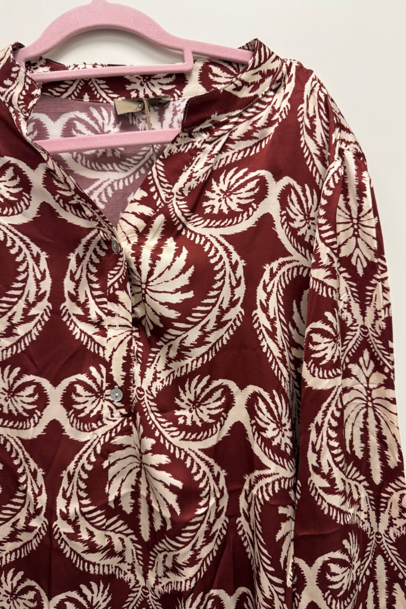 Satiini viskoosipusero print | burgundy | pusero | pikku riikka